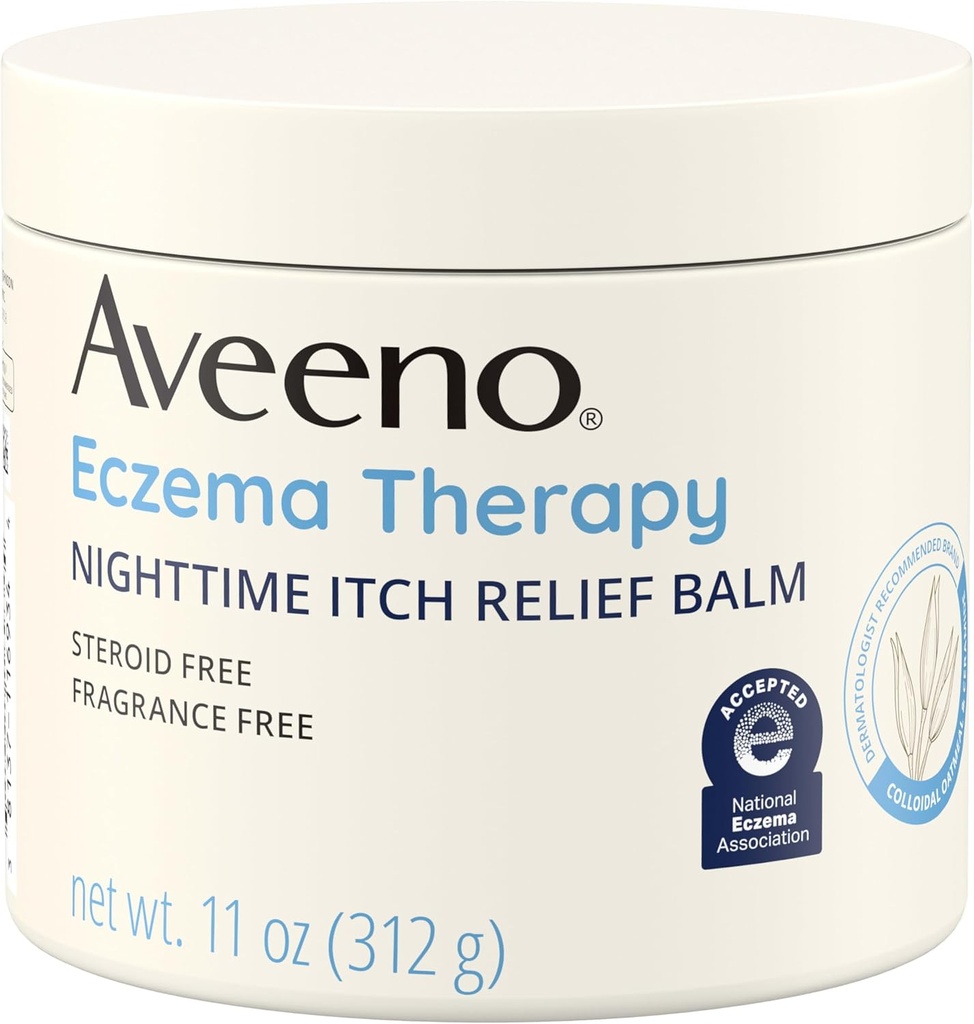 Aveeno Eksem Terapi Nighttime Itch Relief Balm, Eksem Cream til krop, Fugtgivende kolloid havregryn & Ceramide Formel, Fragrance Gratis, Lindrende tør Itchy Hud, 11 fl oz