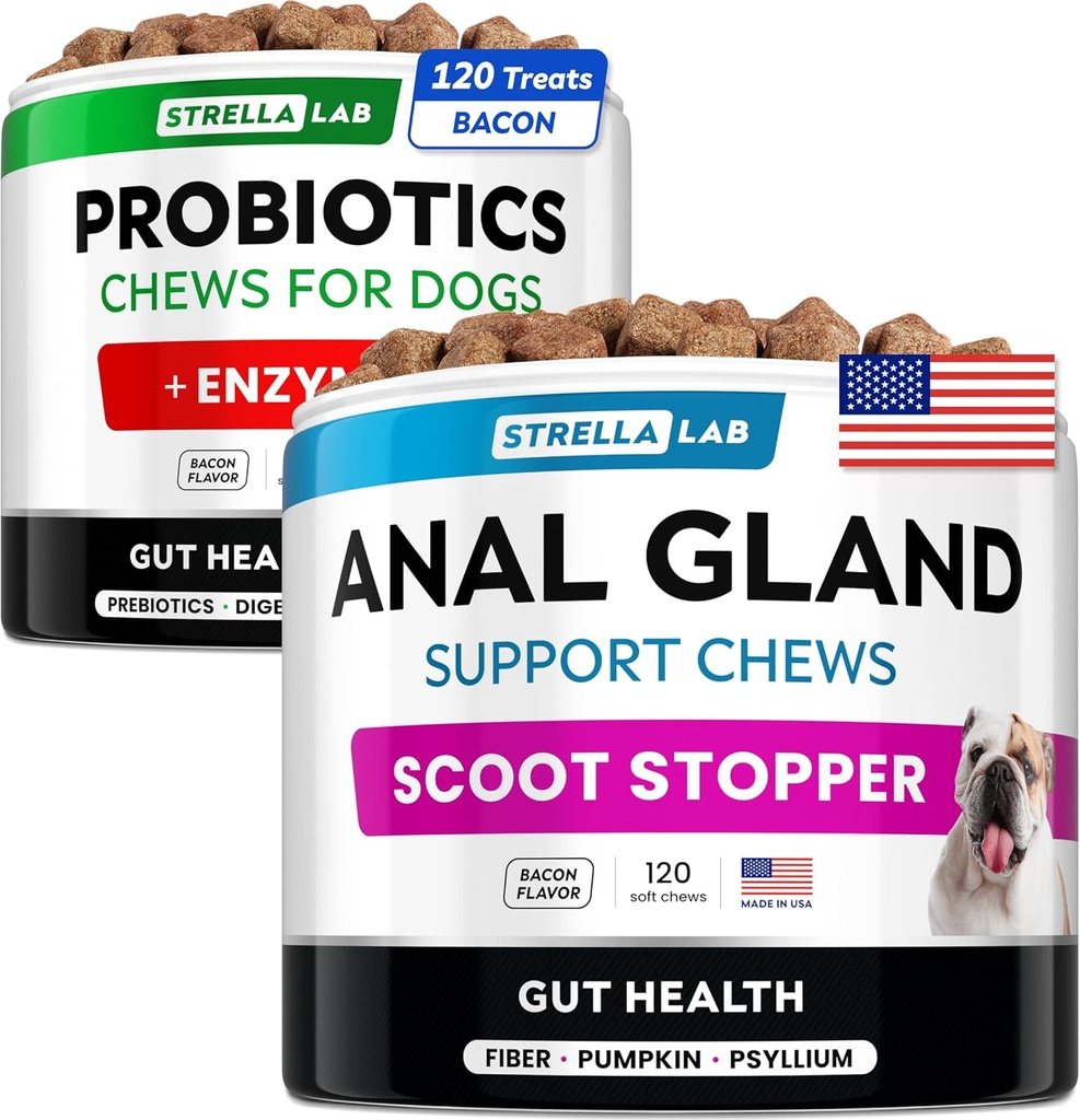Progories + Anal Gland Dukung Anjing Bundle - Digetical Enzymes & Prestimes - Alergi, Diare, Konstipation & Scoot Treatment