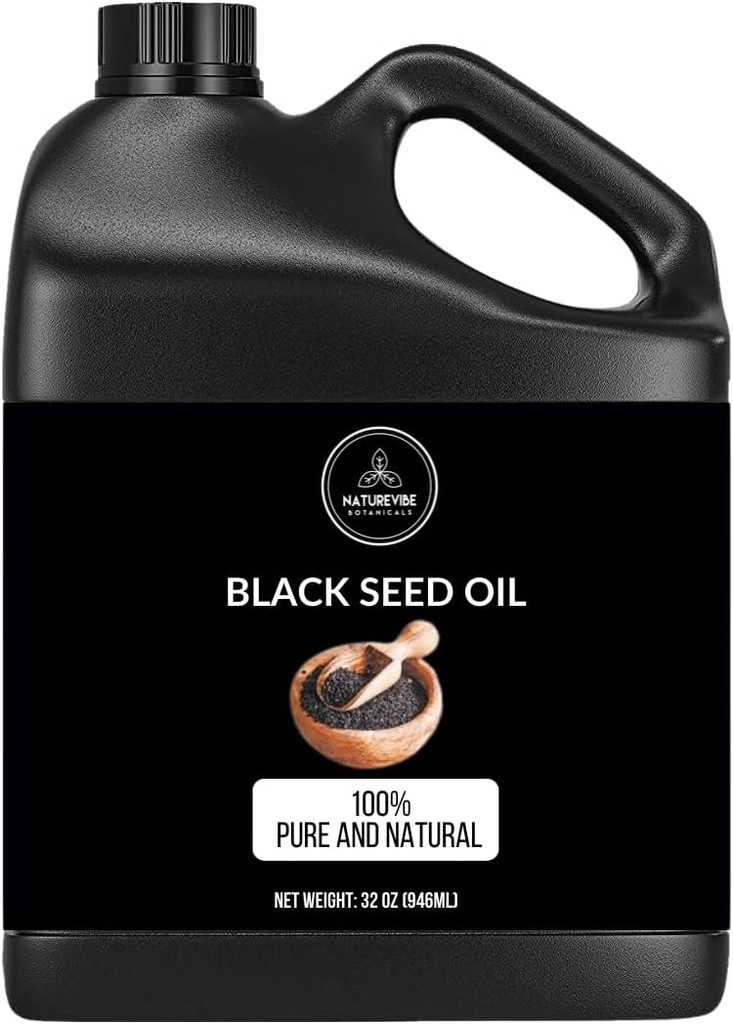 Naturevibe Botanicals Premium Black Cumin Seed Oil, 32 Unzen | Kalonji Öl | 100% Virgin First Press Nigella Sativa für Immununterstützung | Omega 3 6 9 | Unrefined | Aids Digestion | High Thymoquinone