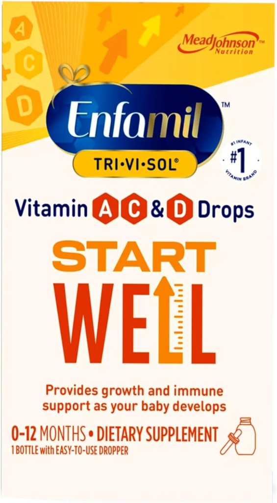 Enfamil Tri-Vi-Sol 보충 드롭, 비타민 A, D 및 C 유아 1.66 fl oz (50 ml)