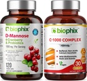 biophix D- Mannose Plus Cranberry Probiotics 1000 mg 120 Vcaps - Δωρεάν Βιταμίνη C- 1000 30 Tablets - Υποστηρίζει την Ουρολοίμωξη Φυλλαδική Υγεία και Πέψη