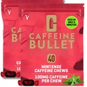 Caffeine Bullet Mint Energy Chews *80 – 젤, 태블릿 및 Gum보다 더 빠른 부스트. 100mg 서빙 - 운동 과학, 사이클링, 게임 및 사전 운동 지구력 Kick.