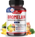 Bromelain Supplement with Quercetin, Sinkki, Sarviapilan, Turmeeric, Inkivääri, mustapippuri & Probiootit - Tukee ruuansulatusta, Yhteinen terveys ja ravinne imeytymistä . 150 kapselia