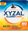 Xyzal 24 Hour Allergy Relief Medicine, Original Prescription Strength Antihistamine, Levocetirizine Dihydrochloride tabletter, 5 mg, 80 greve