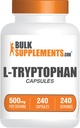 BulkSupplements.com L-Tryptophan Capsules - Tryptophan Eksperti, L-Trptophan 500mg - Amino Acid, Supplement Gluten Pulsuz - 1 Məhsul başına 1 Kapsül, 240 Kapsül (Paket 1)