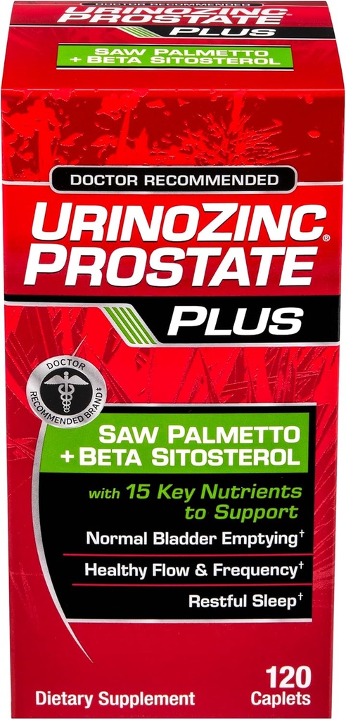 Urinozinc Prostate Plus, Saw Palmetto & Beta Sitosterol Beilage für Männer, Reduzieren häufige Urination (2 Month Supply, 120 Count)