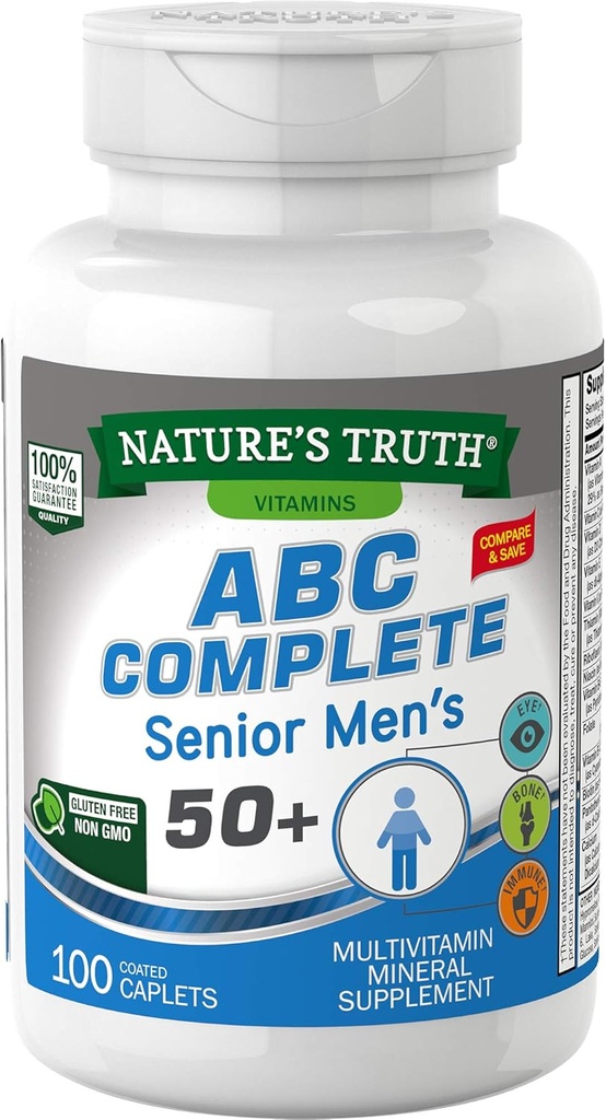 Nature's Truth Uomo 50+ Multivitamin | con Vitamine A, C, E, B6 & B12 | 100 Count | Non-OGM & Gluten Free