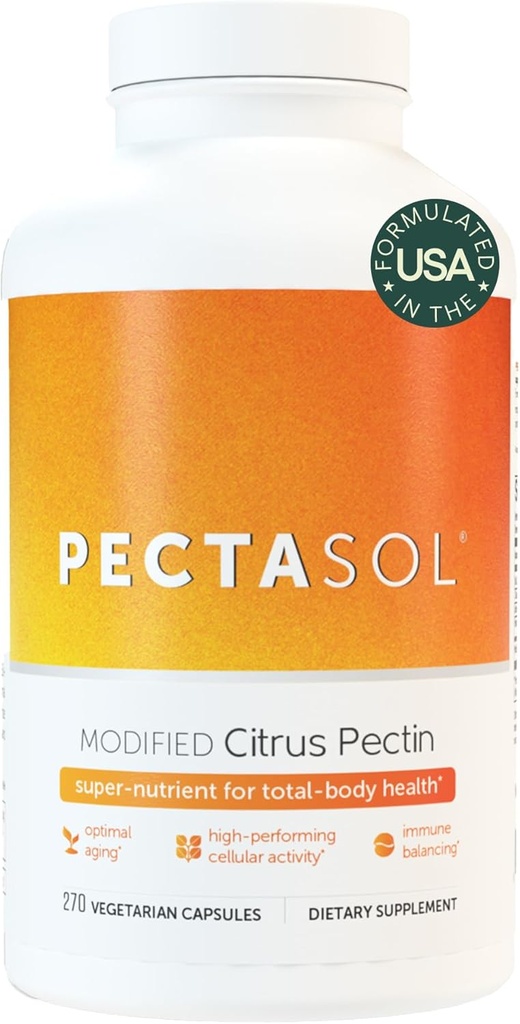 PectaSol Modifikované Citrus Pectin - 270 Kapsle - Total- Body Health Supplement na podporu srdce, imunitní systém, Zánět reakce a zdravé stárnutí + Udržovat zdravé Galectin-3 úrovně