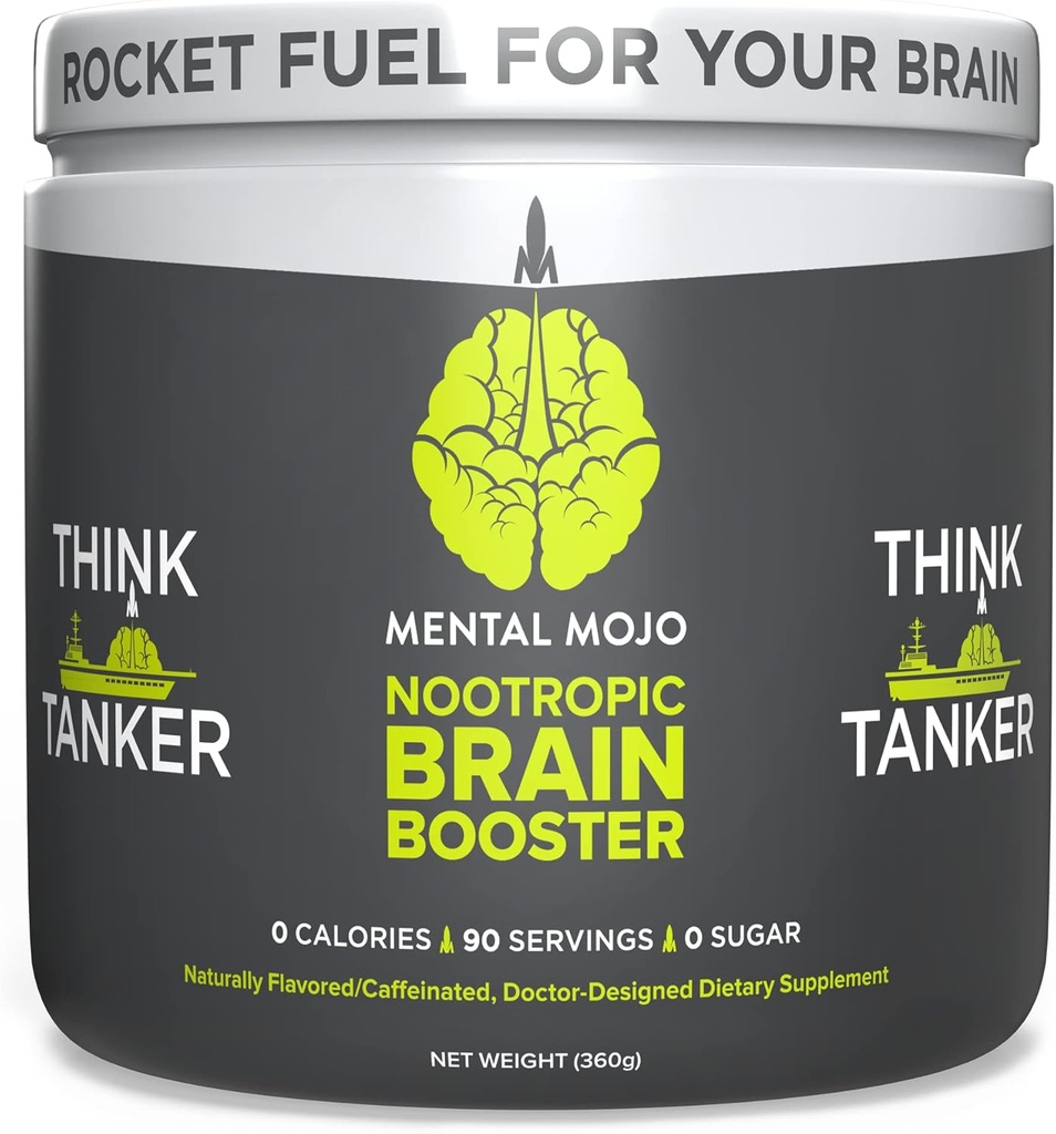Nootropic Brain Booster (90 szervíz) Nootropic Drink Mix & Brain Supplement - Brain Fuel Faster Energy, Focus & Memory - Zero Calories, Sugar Free - Kiwi Strawberry