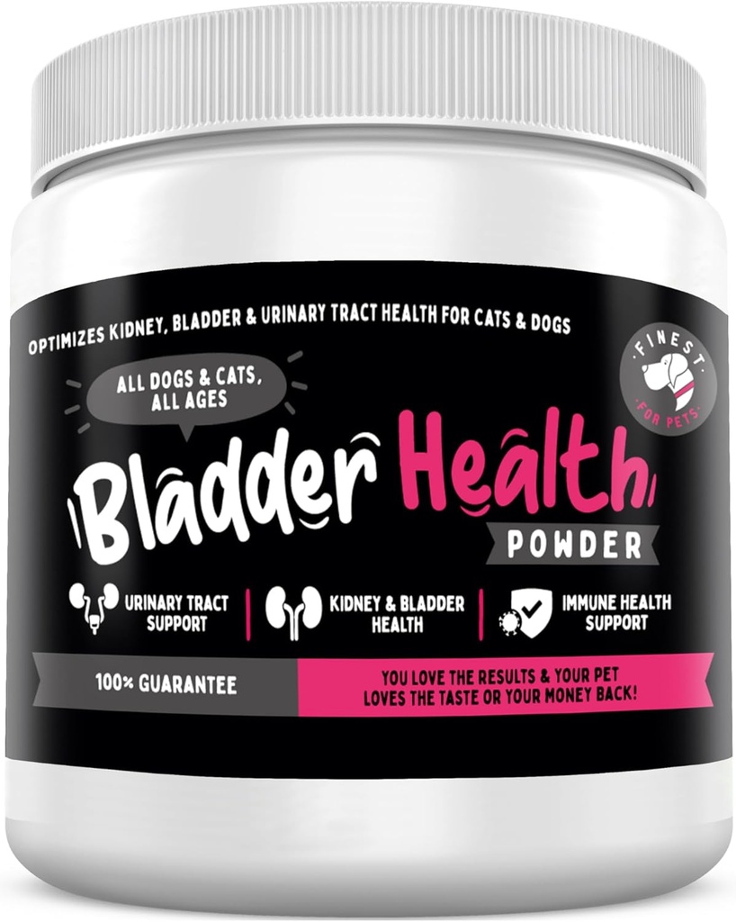 Finest for pets Bladder Health Dog & Cat UTI Remedy - Suplement żurawinowy dla zwierząt domowych, Bladder, Wsparcie dla nerek i Pirynary Tract Health Powder z Żurawiny & D- Mannose (120g - 120 Scoops)