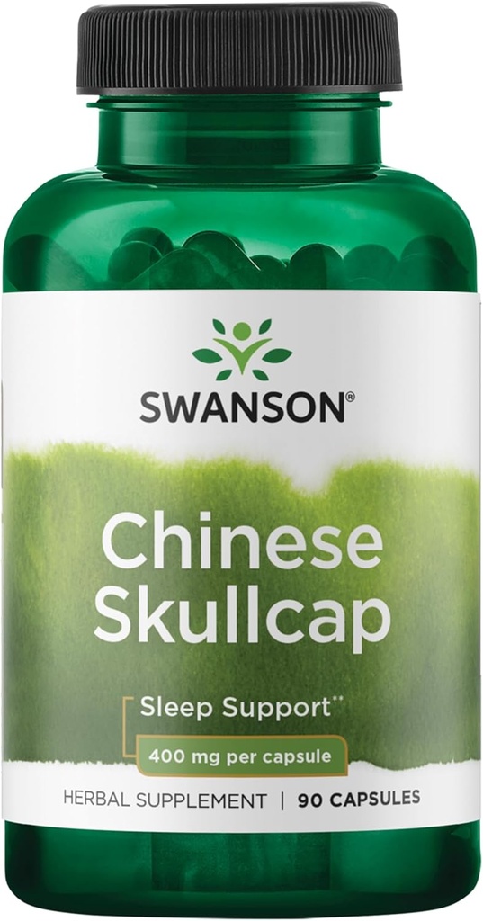 Swanson Xinès Skullcap - Helbal suplementari Thomping Relaxation i Implementació de somni - Fórmula Flavonoide per ajudar els Nerves - 90 Capellesles, 400 mg cada)
