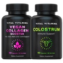 Vital Vitamins Vegan Collagen Booster Capsules + Colostrum Capsules Supplement