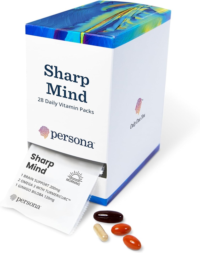 Persona Nutrition Sharp Mind Vitaminas paketas psichikos aiškumo & Focus (28 paketas) - apima Ginkgo Biloba, Omega 3 su Turmeric & smegenų paramos Blend