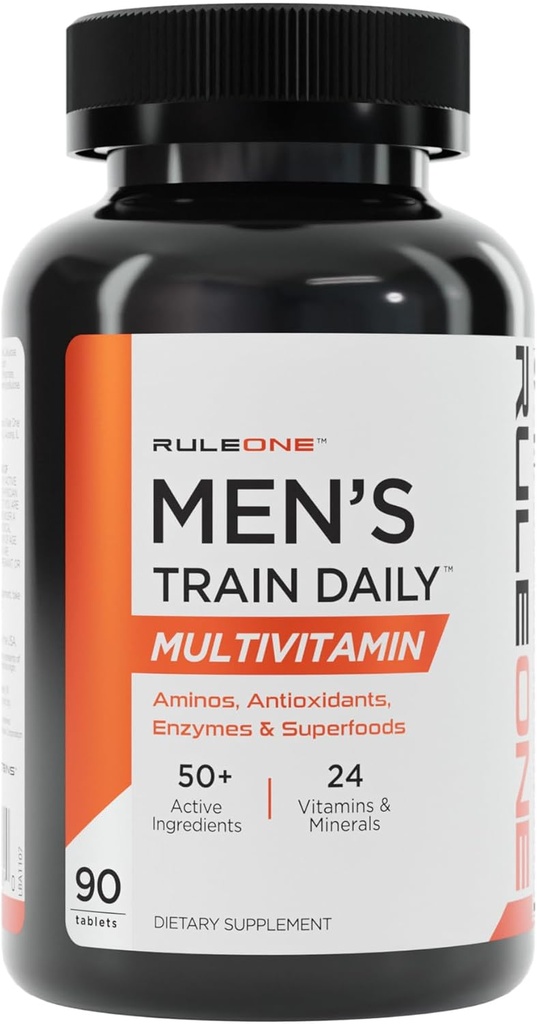 Regel 1 R1 Men’s Train Daily - 90 Tablets - Sport Multivitamin mit Aminos, Antioxidantien, Enzyme & Superfoods - 30 Servietten