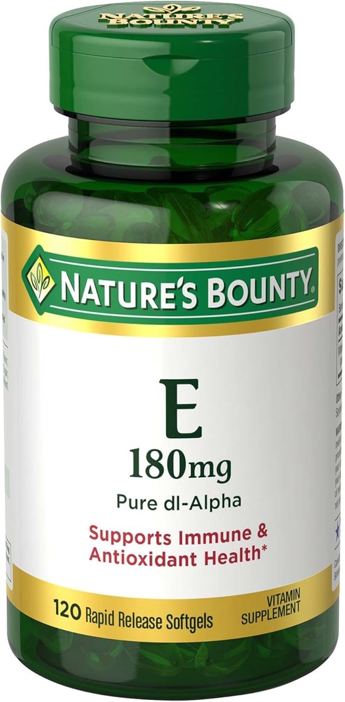 Nature's Bounty ויטמין E Pills ותוסף Softgels, תומך בבריאות אנטי-חמצן, 400o, 120 Count