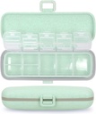 Naturetouch Pill Organizer, 7 compartimentos Pill Box Portable Travel Medicine Organizer for Purse or Pocket 7 Day Pill Dispenser Storage Case with Lock for Vitamina Medication Fish Oil Supplements Gree