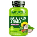 NATURELO Hair, Skin and Nails Vitamins - 5000 mcg Biotin, Collagen, Natural Vitamin E - Supplement for Healthy Skin, Hair Growth for Women and Men – 60 Capsules