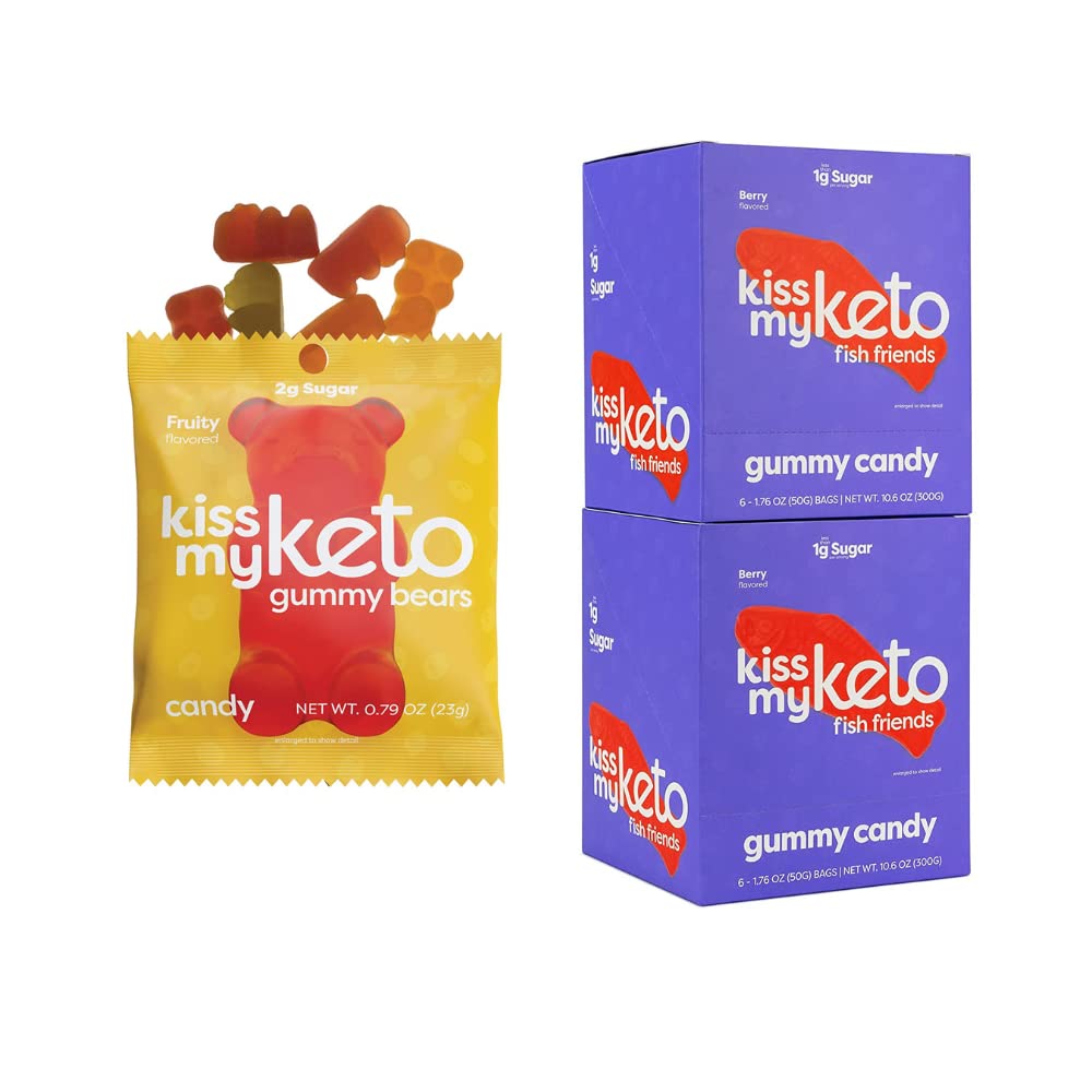 Kiss My Keto Candy Gummy Bears 12-Pack + Keto Gummies Fish 12 Pack