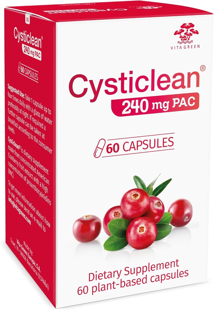 Cysticlean Cranberry PAC dodatek - 240 mg PAC, Sugar- Free - Podpora infekce močových cest - Nejúčinnější Cranberry pilulky pro cystitis & Intersticiální Cystitis Relief