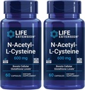 Life Extension N-acetil-L-Cysteine (NAC), Imunski odziv, zdravje dihal, zdravje jeter, NAC 600 mg, antioksidant obramba, prosti radikali, Easy to Absorb - dve pakiranji x 60 kapsul