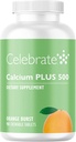 Merayakan Vitamin Calcium Plus 500 Bariatric Calcium Citrate dengan Vitamin D3 Cheable, 500 mg, Gluten- Free & Sugar- Free, Calcium Citrate for Bariatric Patient, Orange Burst, 90 count