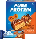 Pure Protein Bars, High Protein, Nutrious Snacks to Support Energy, Low Sugar, Gluten Free, Chokolade Peanut Caramel, 1.76oz, 12 Greve (Packaging of 1) (Packaging May Vary)