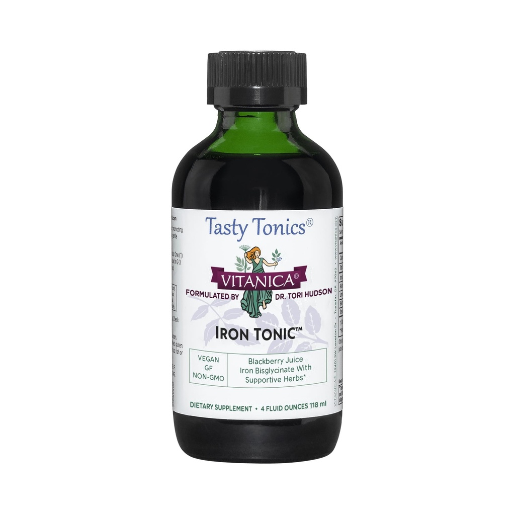 Vitanica Iron Tonic, Liquid Iron Supplement, Red Blood Cell Support, Vegan, 4 Ounce