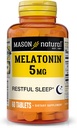 Mason Natural Melatonina 5 mg com B6 e cálcio, Ajuda ao Sono Natural, Suporta sono descansado, 60 comprimidos