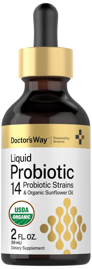 Doctor's Way Liquid Probiotic for Women and Men | 3 Billion CFU | 2 fl oz | 14 Strains with Organic Sunflower Oil | Non-GMO, Gluten Free Supplement