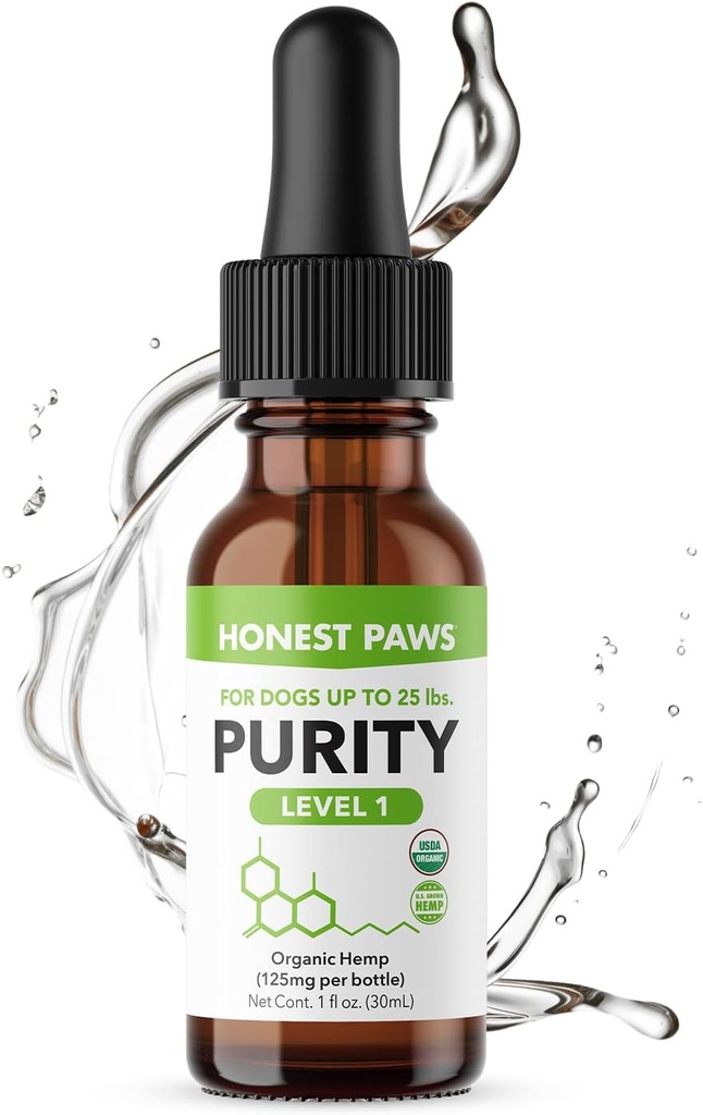 Honest Paws Hemp Oil for Dogs - 개를위한 천연 헴 씨 오일 캘링 순도 드롭 - 오메가 3 6 9에 풍부한 건강한 뼈, 관절 지원, 휴식, 정상적인 스트레스 관리 - 미국에서 만든