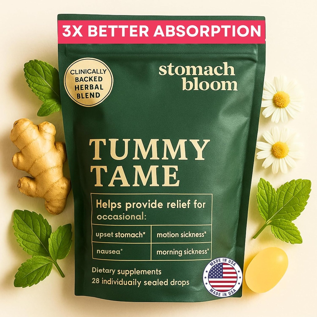 Fast-Acting Ginger for Nausea Relief 124; Herbal Relief for Pregnancy Nausea and Morning & Motion Sickness 124; Ginger, Lemon, Spearmint & B6. 28 Individually Seared Drops.