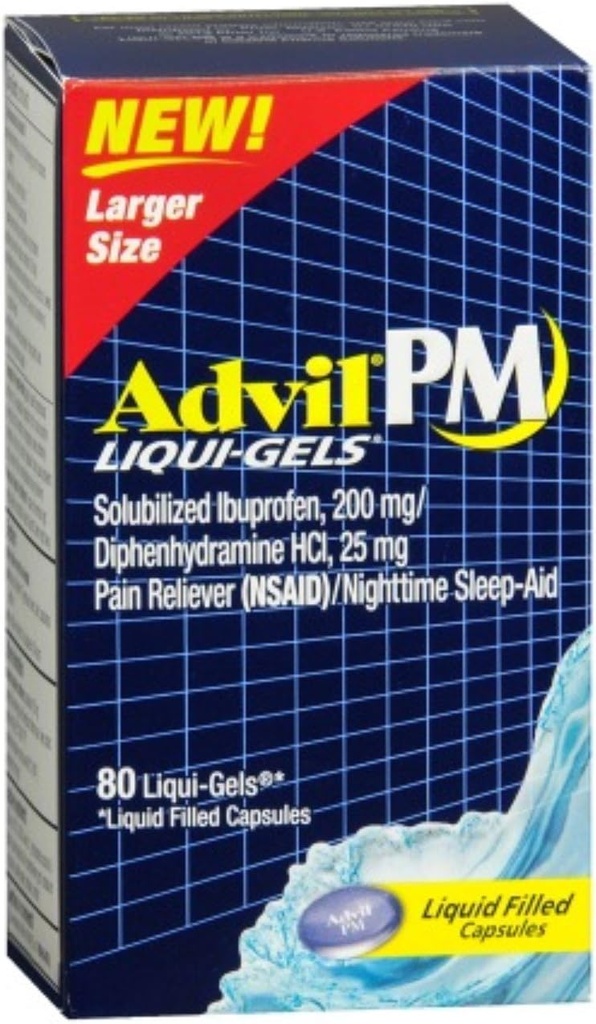Advil PM Ibuprofen 200 mg Liqui-Gels 80 ea (pakk 9)