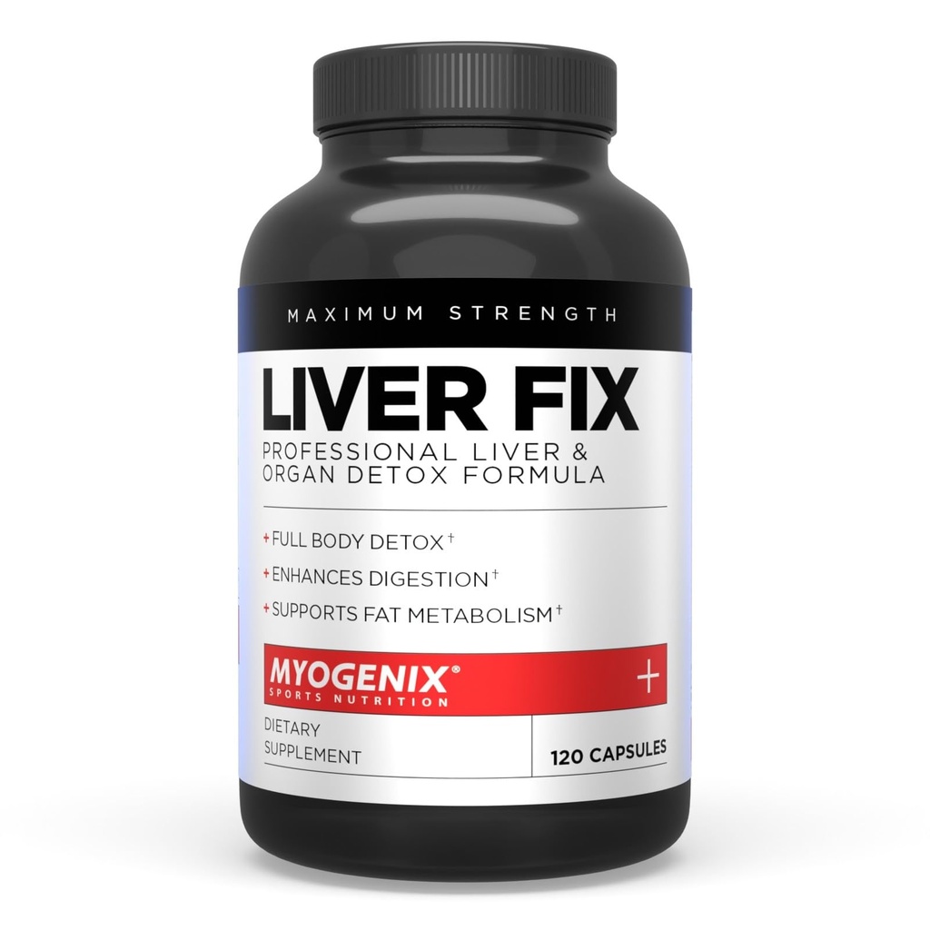 Myogenix Liver Fix – Professional Liver & Organ Detox Formula – Enhances Digestion – Supports Fat Metabolism – Easy-to-Swallow – Dietary Supplement (120 Capsules)