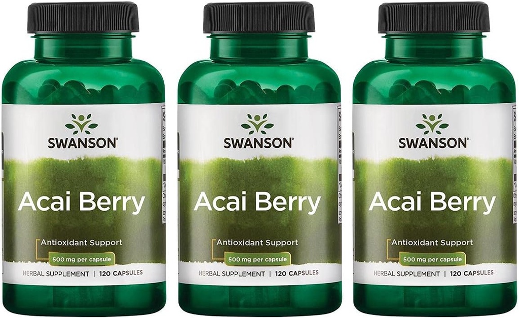 Swanson Acai Berry Antioxidant Implementació de 500 Milligrams 120 Capsules (3 paquets)