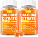 Calcio 1200 mg con vitamina D3 Integratore Gummies per Adulti - Citrato di calcio con vitamina D3, K2, curcuma, MSM per gli uomini delle donne - Support Forza muscolare Immune - Zucchero libero, Mango naturale Flavor