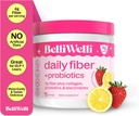 Belli Welli Fiber 女性和男性补充剂,来自有机丙烯的Premium Daily Fiber 粉末,配有添加的凝胶、电解质和专利、无布洛特、便秘和古特健康支持(草莓柠檬汁)