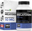 Renew Actives Melatonin 10mg per Serving - Promotes a Deeper, Longer & Ideal for Sleep Management, Jet Lag & to Reset Your Sleep Cycle - Made in Canada - 180 Tablets
