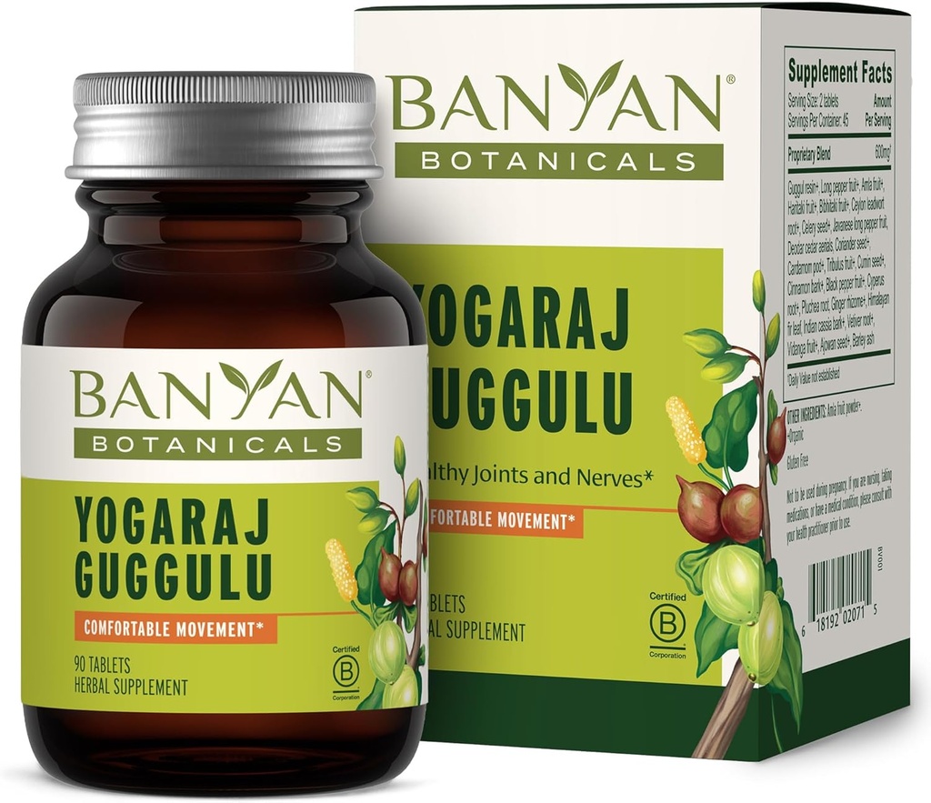 Banyan Botanicals Yogaraj Guggulu - Organic Joint Supplement Supplement - Ayurvedic Blend for Supporting The Skeletal and Neuromuscularis Systems * - 90 Tabletta - Non-GMO, Sustainable Sourced, Vegan