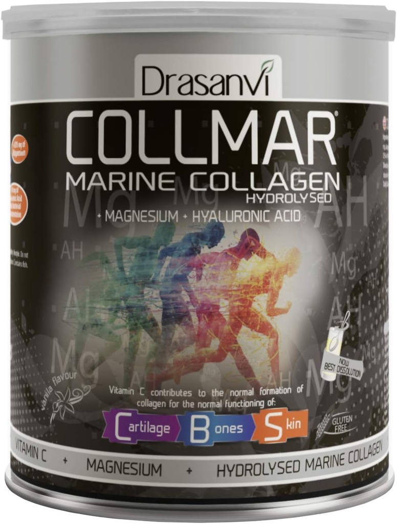 Drasanvi Collmar Hydrolygen của Thủy quân lục chiến với khẩu Magnesium 300g / 10.58ounce / Vanilla Flavor - cho A Healthy Roilage and Bones - Trợ giúp thu nhỏ sự mệt mỏi và béo