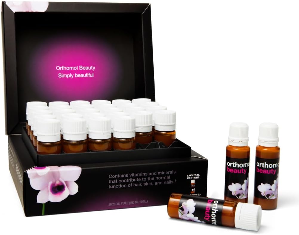 Orthomol Beauty Vial - Liquid Women's Beauty Phụ nữ phụ nữ dùng thuốc nhuộm hydrolyate, Hydluic acid, và Coenzyme Q10 cho tóc, da và sức khỏe móng tay