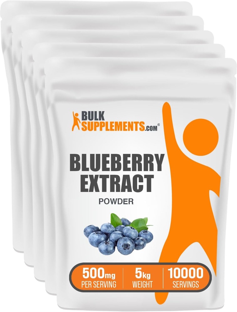 BulkSupplements.com Blueberry Extract Powder - Blueberry Extract for Baking - Anthocyanin Supplement - Antioxidants Supplement - Wild Blueberry Powder - Smoothie Powder (5 Kilogram - 11 lbs)