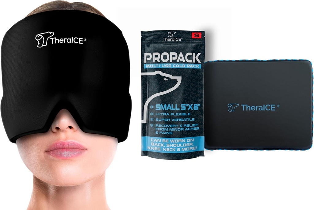 TheraICE Headache & Migraine 구호 모자 & TheraICE PROpack 얼음 팩
