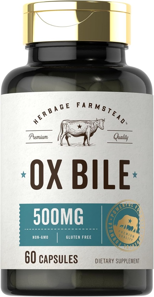 Carlyle Ox Bile Supplement 500 mg color 124; 60 Kapsle column 124; Digestive Enzymes colum124; Non- GMO & gluten Free column 124; podle Herbage Farmstead