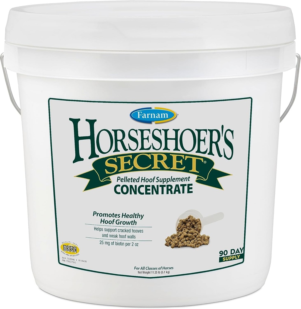 Farnam Horseshoer's Secret Pelleted Hoof Supplements Kontsentraat, majanduslik valem 25 mg. biotiini 2 untsi portsjoni kohta, 11,25 naela, 90 päeva pakkumine