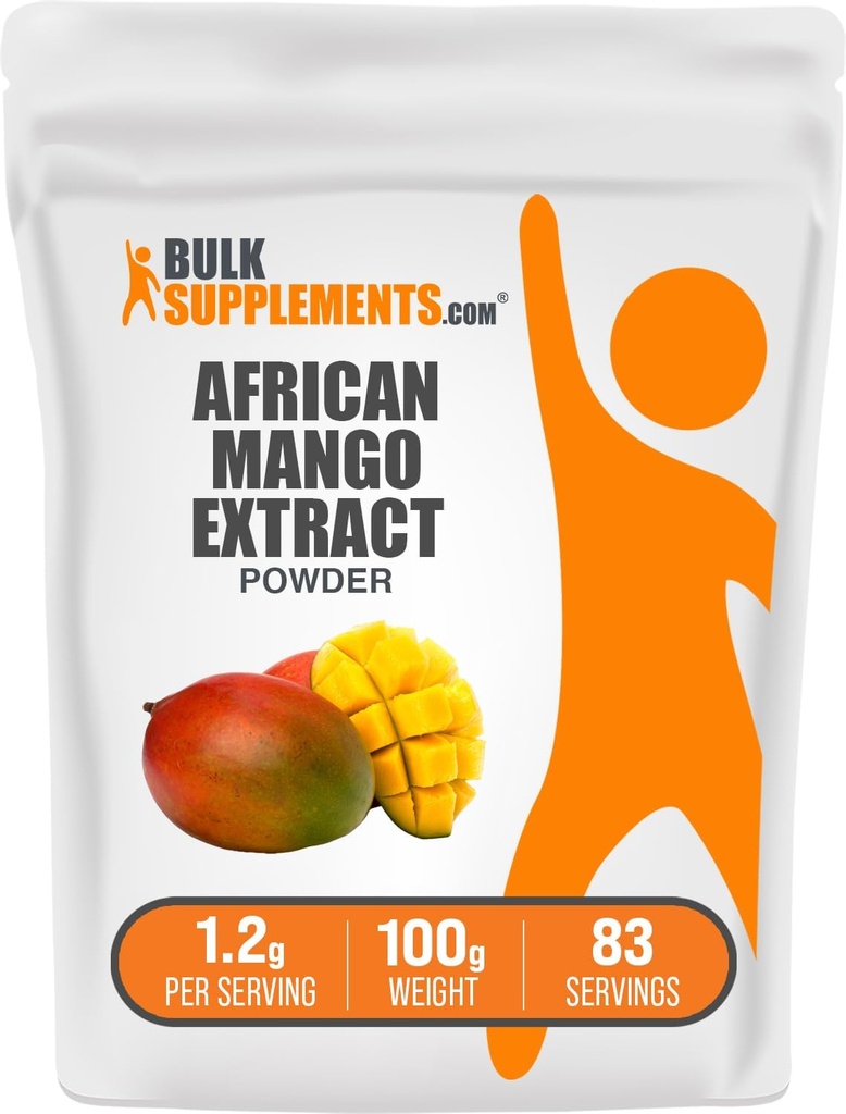 BulkSupplements.com African Mango Extract pulbere - Irvingia Gabonensis, African Mango pulbere - Gluten gratuit, 1,2g per Serving, 100g (3.5 oz) (Pachet de 1)