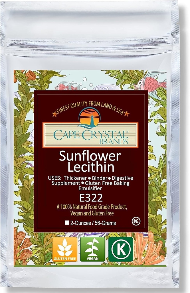 Cape Crystal Sunflower Lecithin Powder 100% Natural and Gluten-Free. It is The Vegan, Non-GMO Alternative to Soy Lecithin Powder (2-oz.)