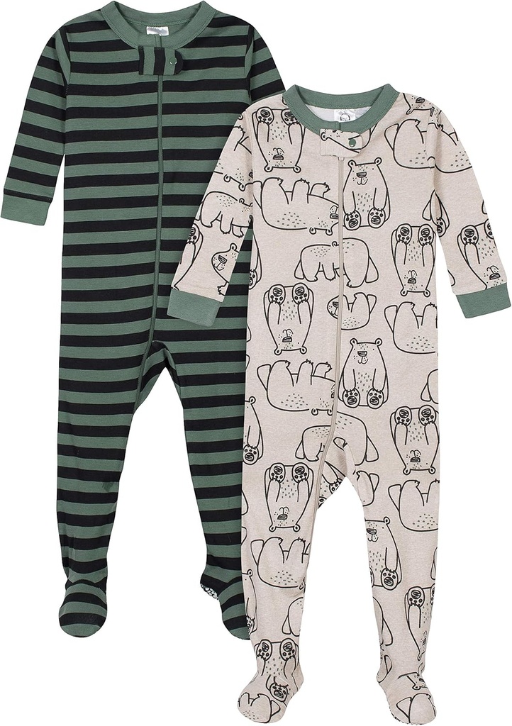 Gerber baby-boys 2-pack Snug Fit Footed Cotton Pjamas