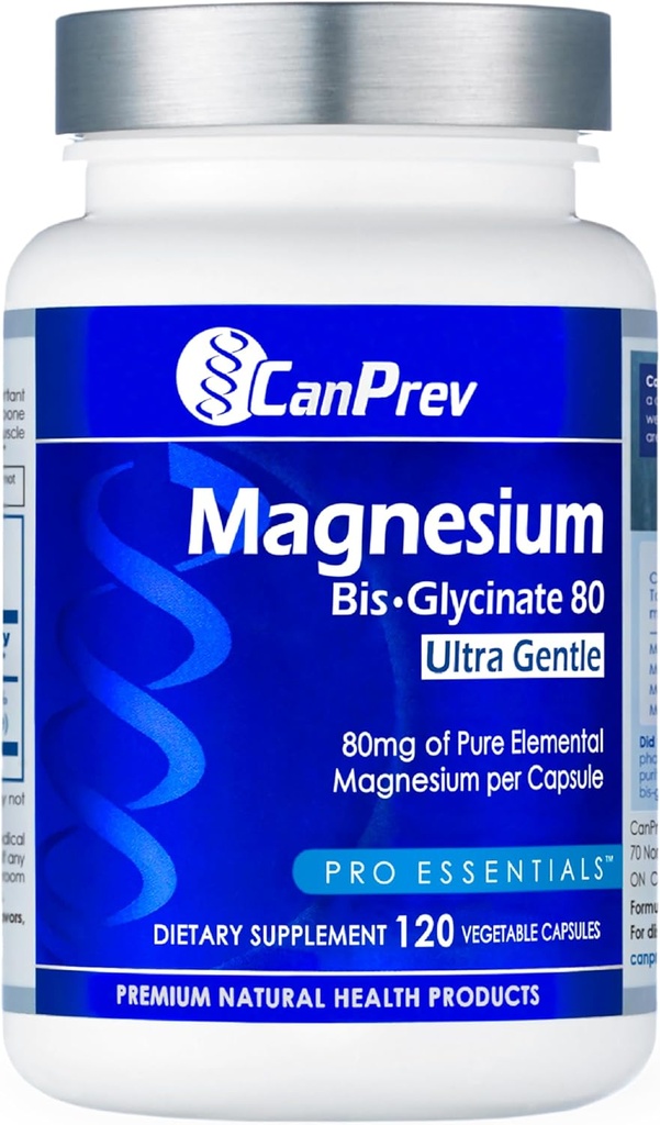 CanPrev Magnesium Biglycinate Chelate 80mg Ultra Gentle 120 V-Caps 120-Day 供應 - 支持肌肉功能,骨强与放松,纯镁比斯液化公式,促进舒适与平衡