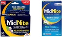 MidNite Time Release 6mg Melatonin 30 compresse &amp; Back to Sleep 1.5mg Melatonin 30 Cherry Aromaed Chewable Tablets Sleep Aid Bundle