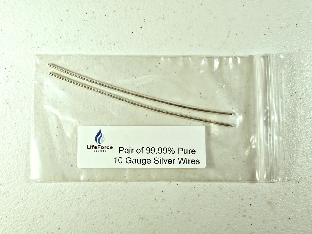 Pure Silver Generator Wires - 9999 Silver Electrodes - Pre- Cut 6- Inch 10 Gage Wires - Fits LifeForce Generatory